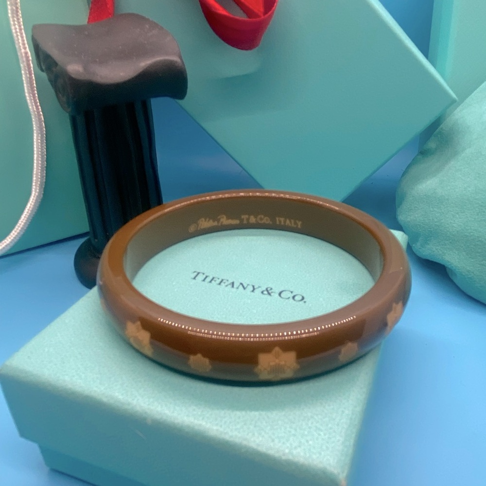 Tiffany & Co. Paloma Picasso Tan Caramel Resin Zellige Bangle Bracelet